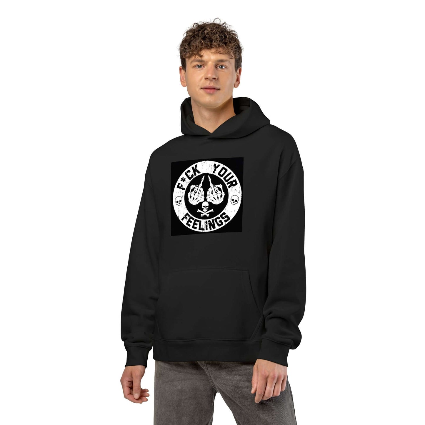 F*ck Your Feelings Hoodie - Edgy Black Pullover with Middle Finger Graphic