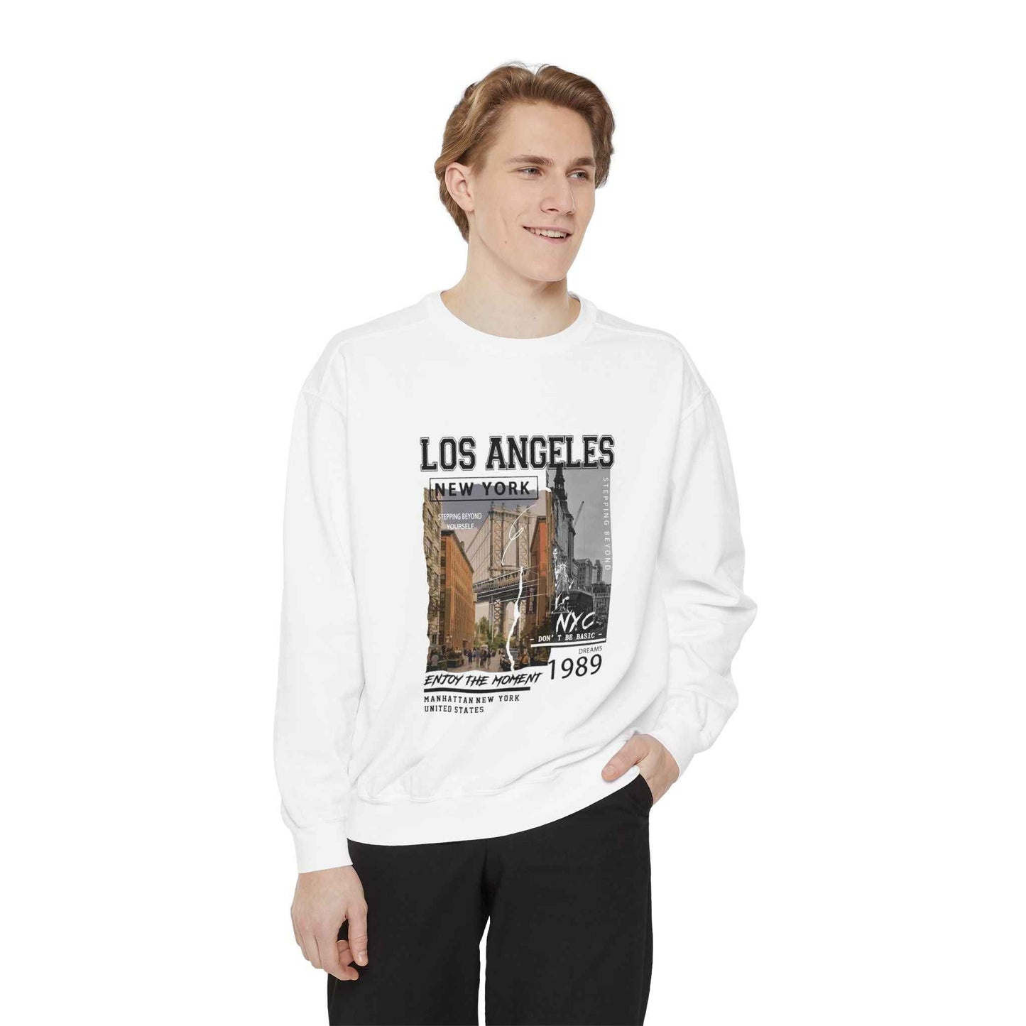 Los Angeles NYC Vintage Photo Sweatshirt — 1989 Cityscape Crewneck