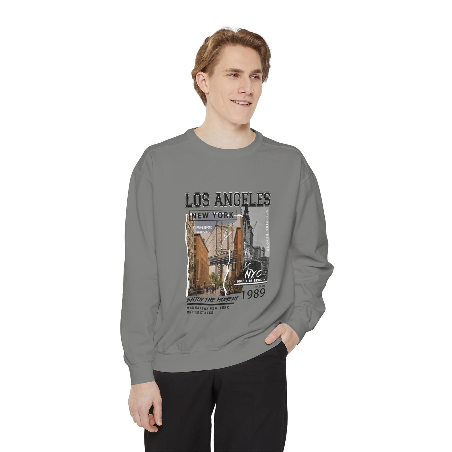 Los Angeles NYC Vintage Photo Sweatshirt — 1989 Cityscape Crewneck